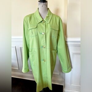 Vintage, Lime Green/Blue-Water repellent-Single Breasted, Spring Trench Coat.